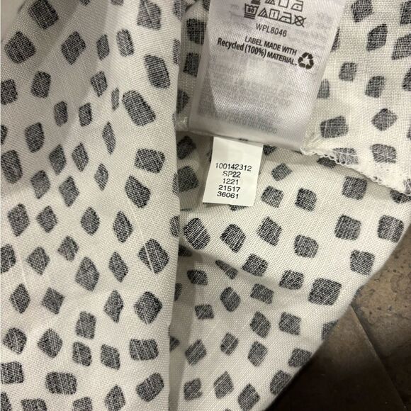 NWT Alfani Women's Coral Tides Shirt Linen Blend White Black Large - Picture 8 of 9